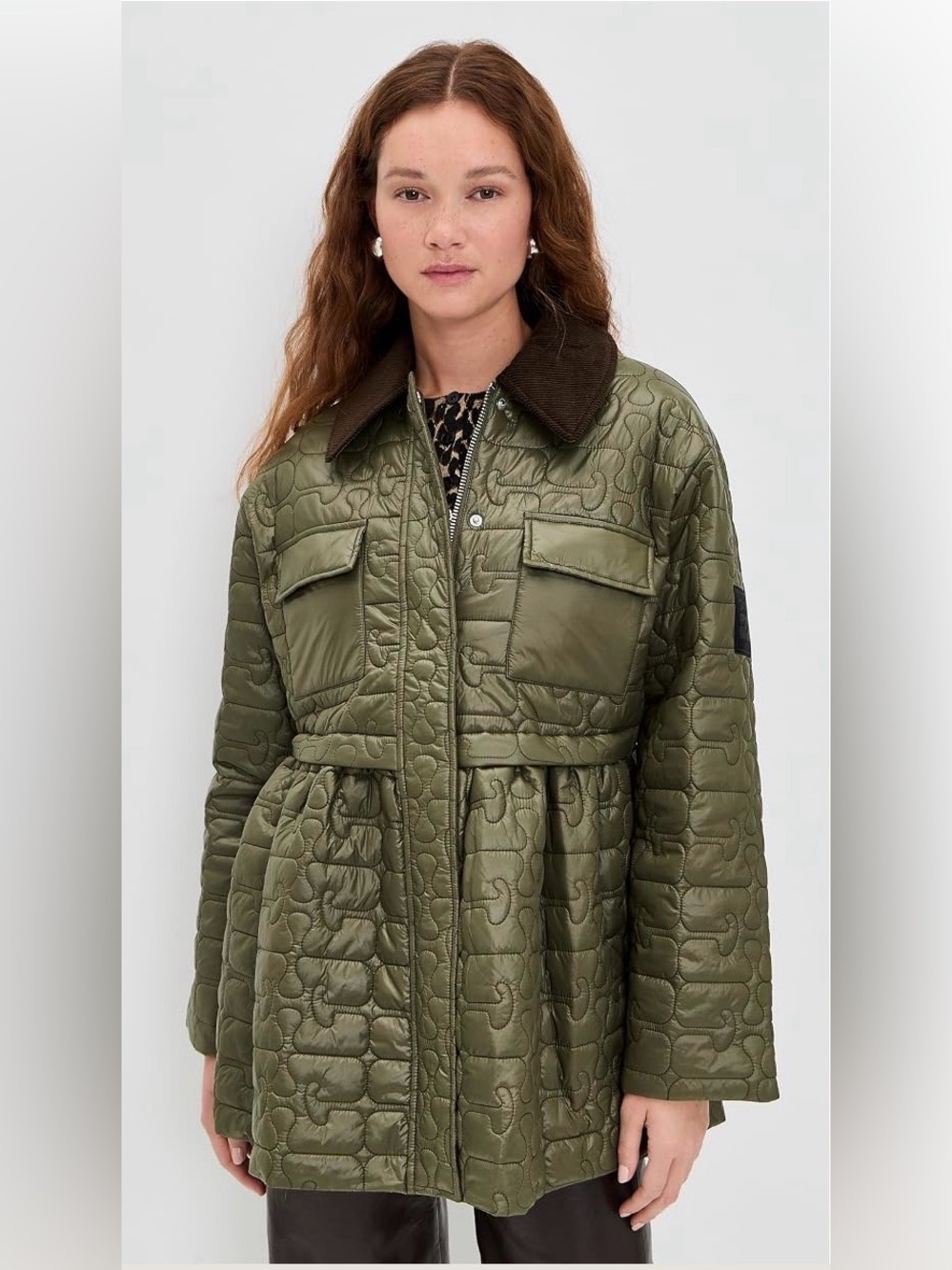 GANNI Oversized Quilted Midi Flare Jacket. NWT